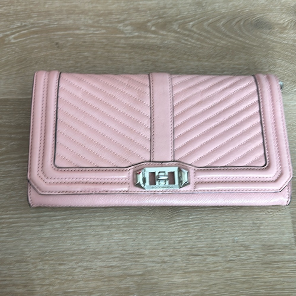 Rebecca minkoff light pink wallet on chain